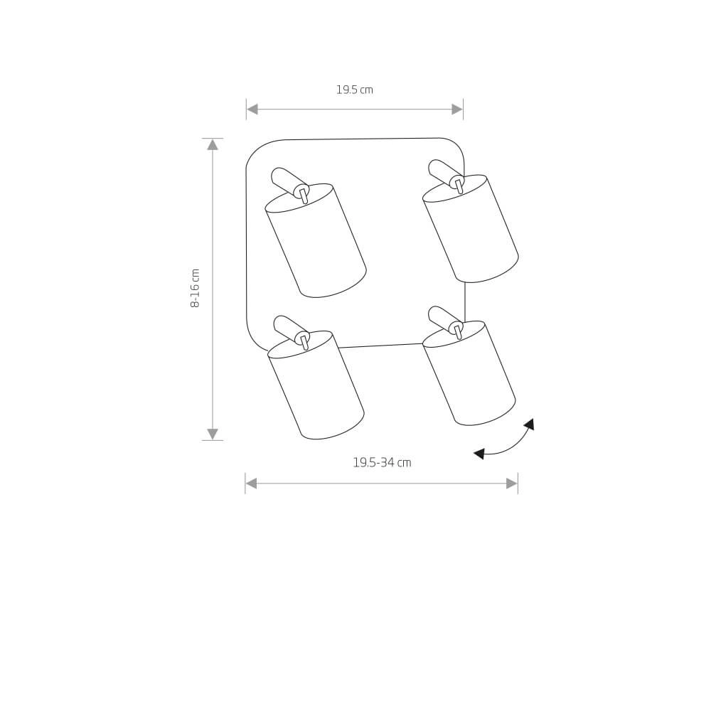 Vierkante plafondspot Eye 4-lichts Lyora 5903139882095