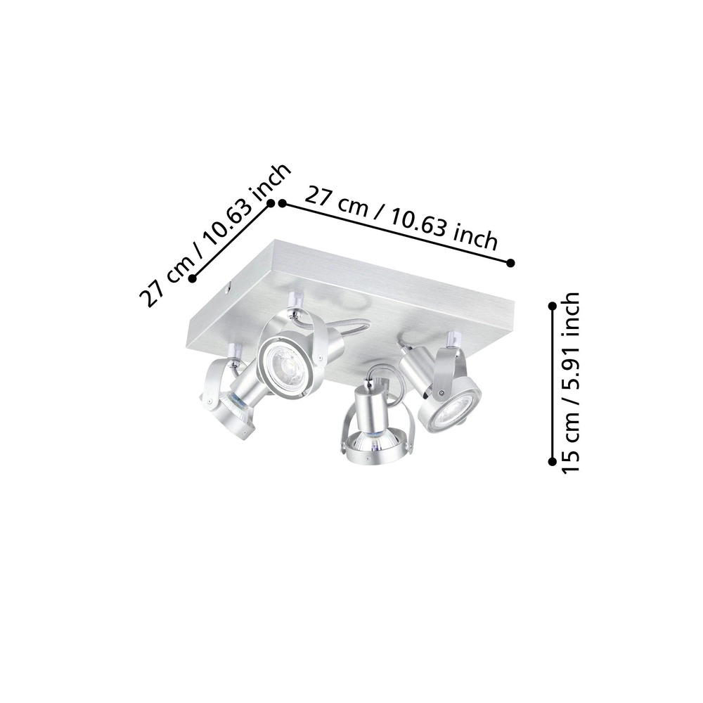 Vierkante plafondlamp Novorio geborsteld metaal Eglo 9002759946456