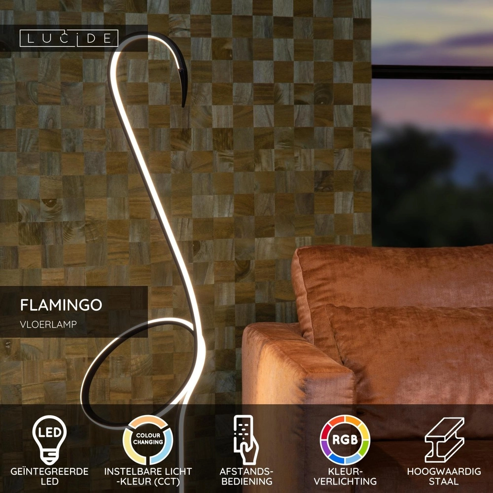 Vloerlamp Flamingo zwart Lucide 5411212051547