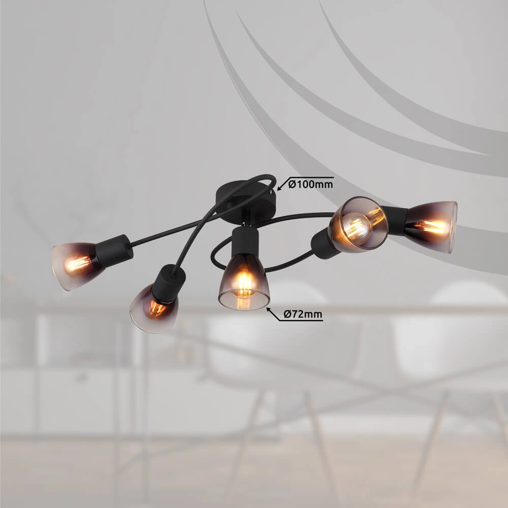Zwarte plafondlamp Satella 5-lichts krul Globo 9007371449934