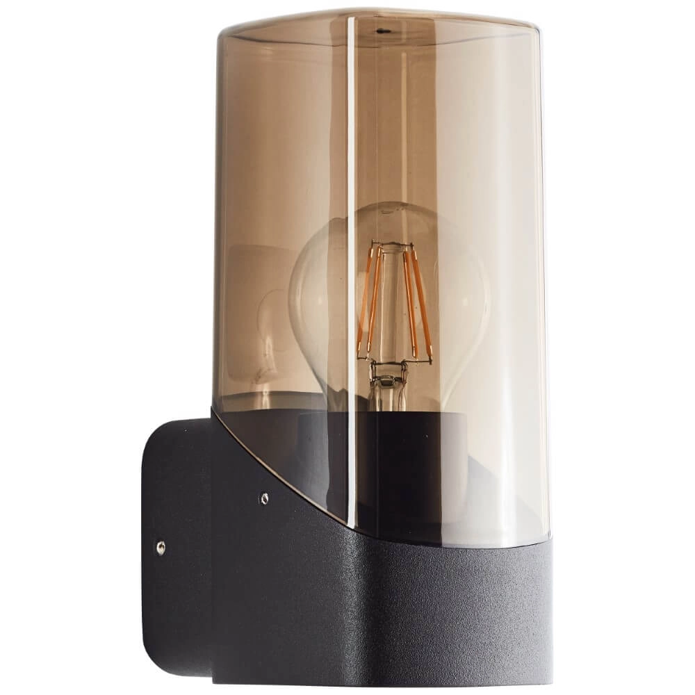 Zwarte wandlamp Minou met smoke glas Brilliant 4004353435744