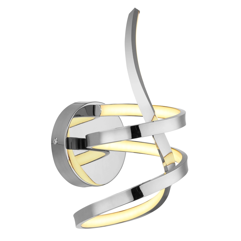 Krul wandlamp Iduna chroom
