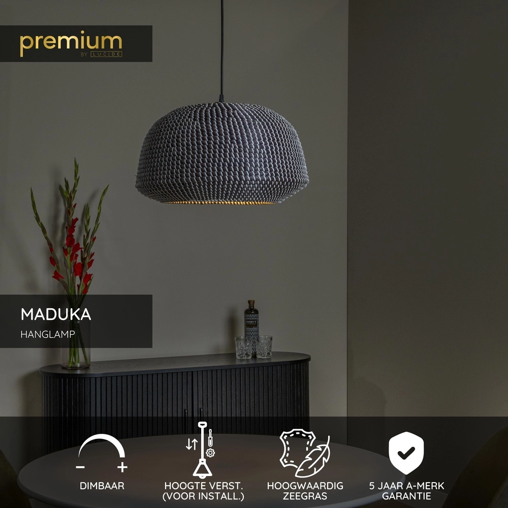 Zeegras hanglamp Maduka Ø 47cm - zwart Premium by Lucide 5411212106056