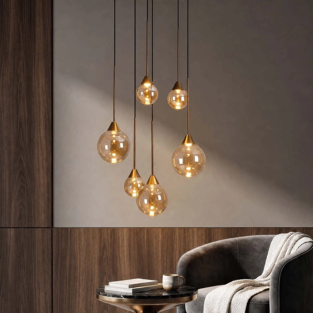 Design hanglamp Opux Lux 6-lichts brons Searchlight 5,05342E+12