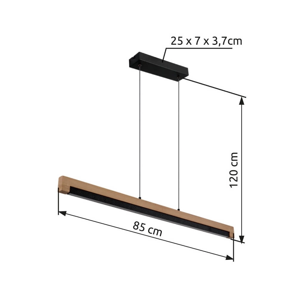 Design hanglamp Starla zwart met hout 85cm Globo 9007371456291