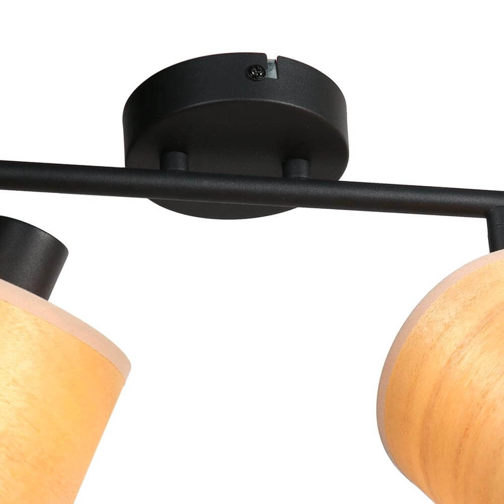 Plafondlamp Bambus zwart met bamboe 2-lichts Steinhauer 8712746171419