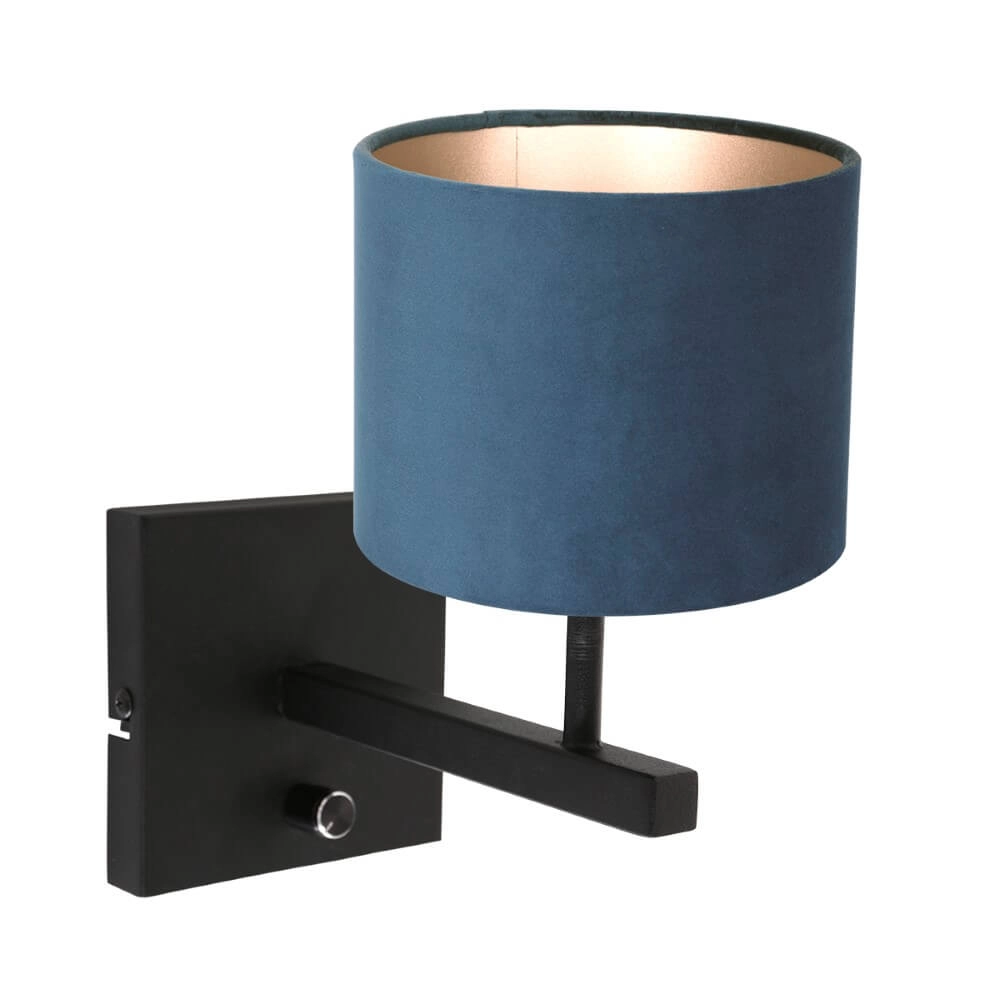 Velvet wandlamp Stang blauw met zwart