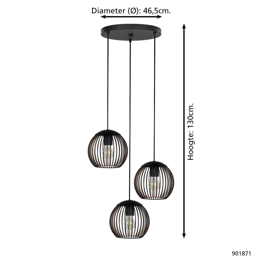 Hanglamp Almanzora 3-lichts rond Eglo 9008606360345