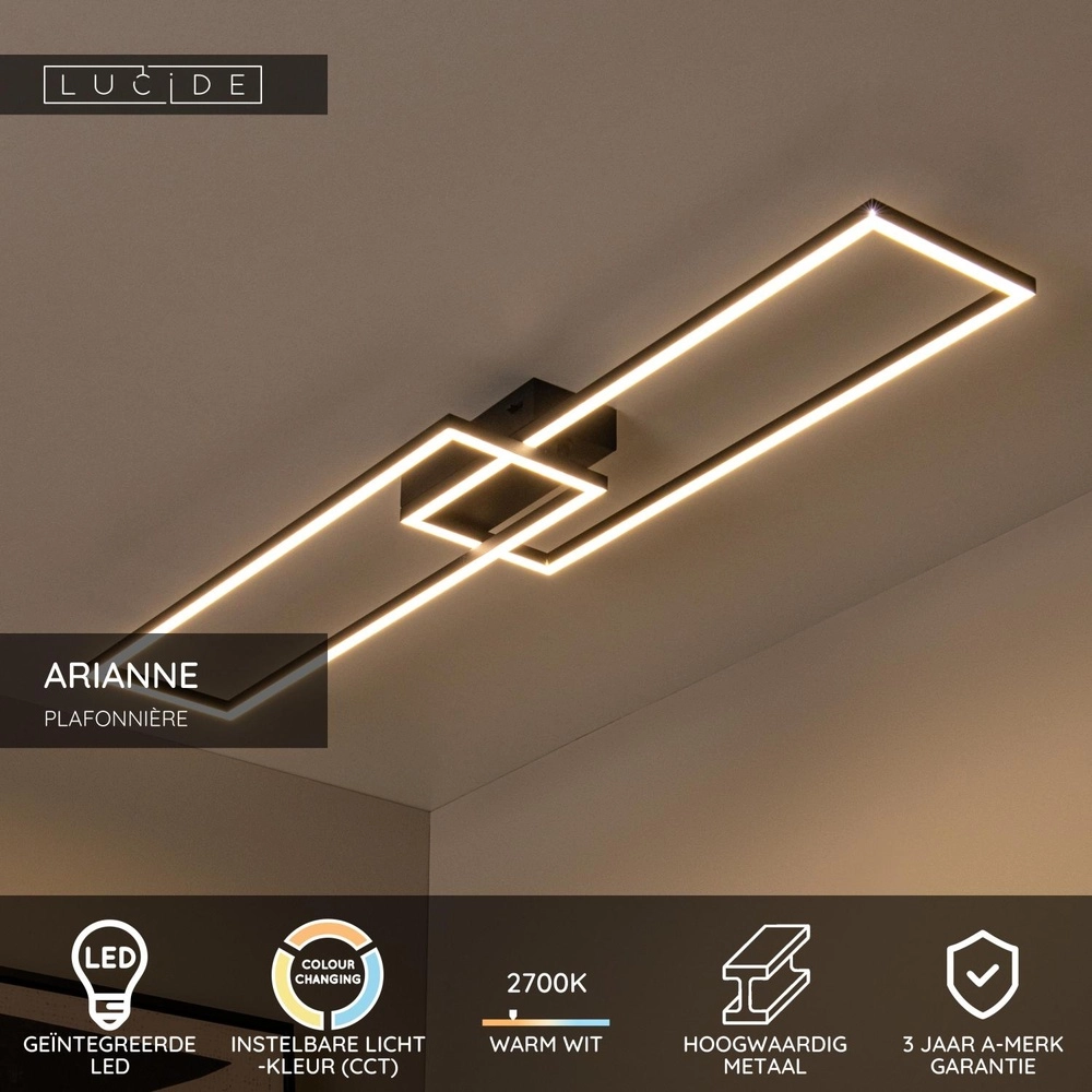 Design plafondlamp Arianne langwerpig zwart Lucide 5411212530905