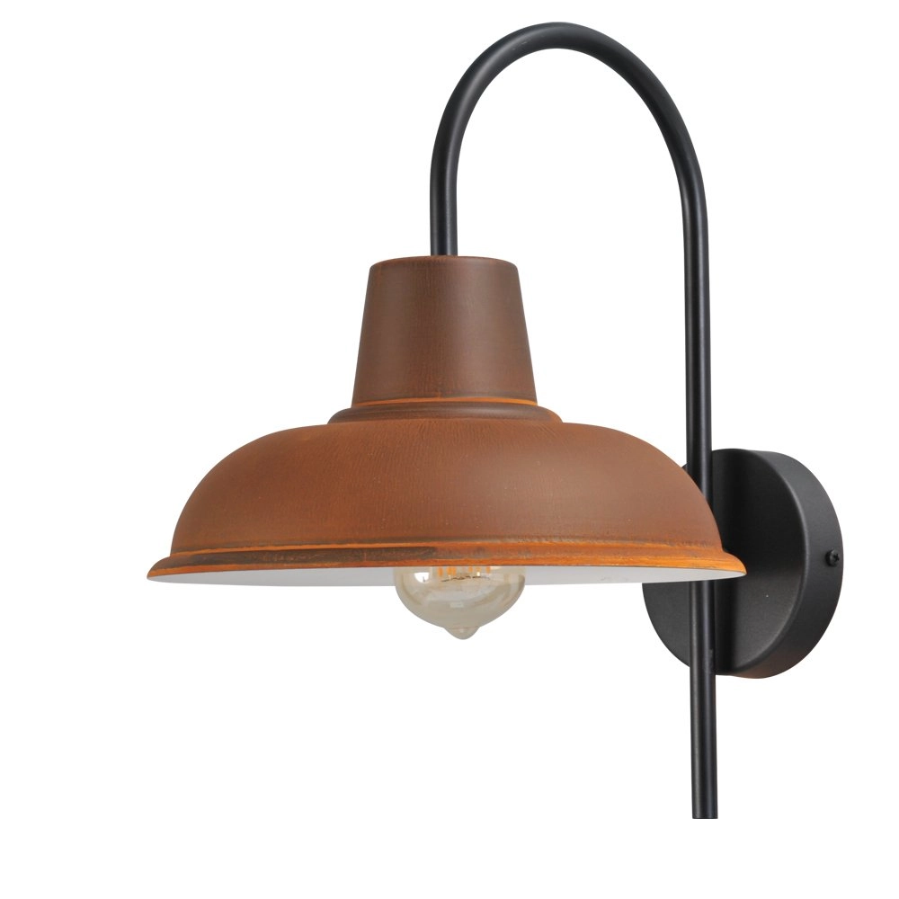 Roestbruine wandlamp Industria 33cm roestbruin met zwart