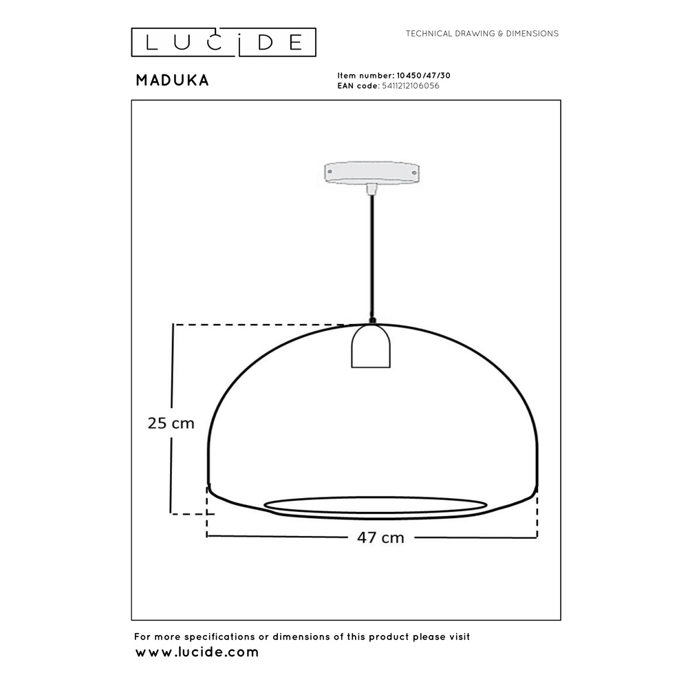 Zeegras hanglamp Maduka Ø 47cm - zwart Premium by Lucide 5411212106056