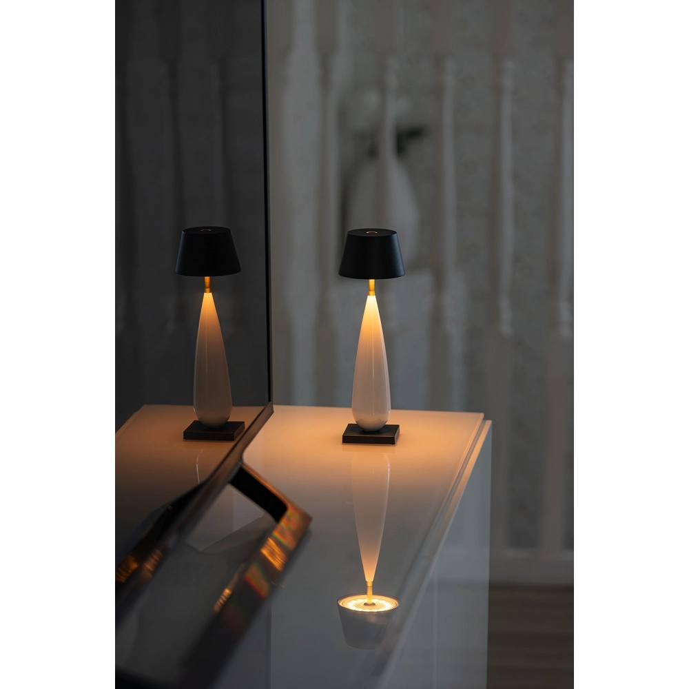 Oplaadbare tafellamp Frejus zwart met keramiek KonstSmide 7318300030348