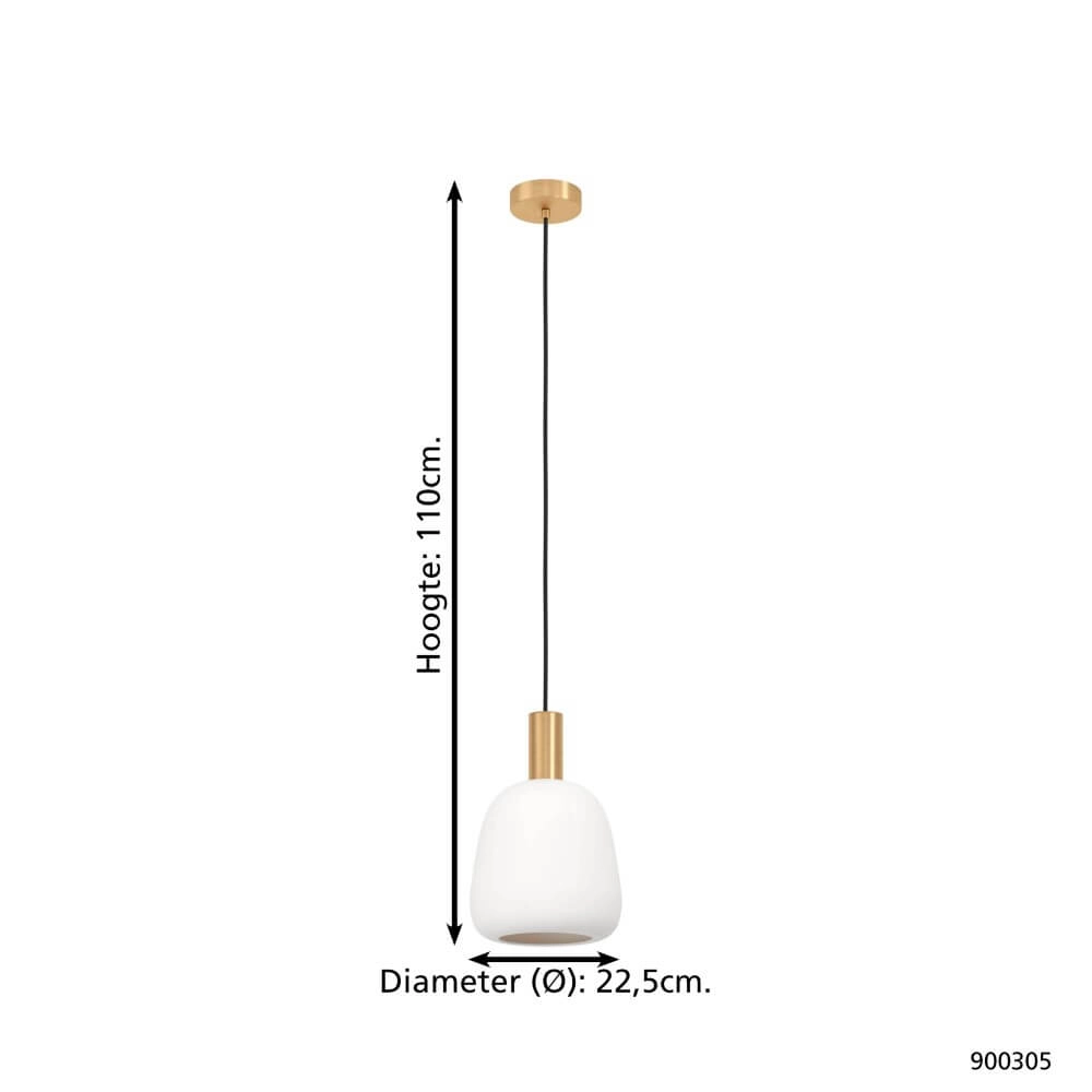 Gouden hanglamp Manzanares met wit glas Eglo 9008606235902