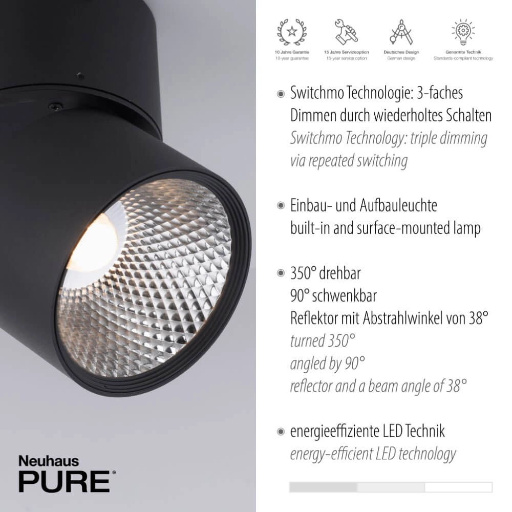 Opbouwspot Pure Nola zwart Paul Neuhaus 4012248371992