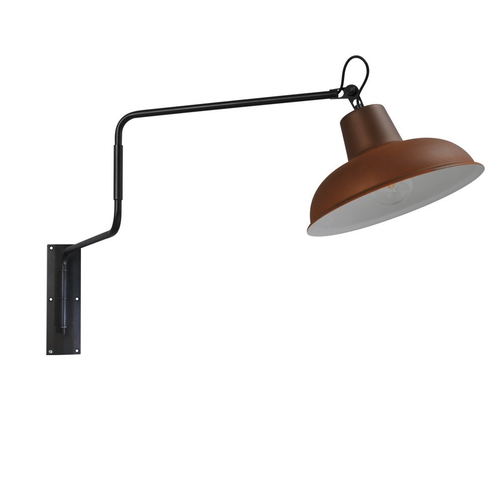 Roestbruine wandleeslamp Industria 123cm roestbruin met zwart