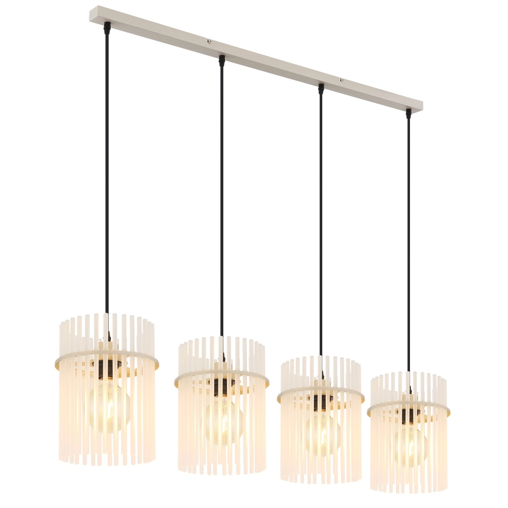 4-lichts hanglamp Gorley zand bruin met glas