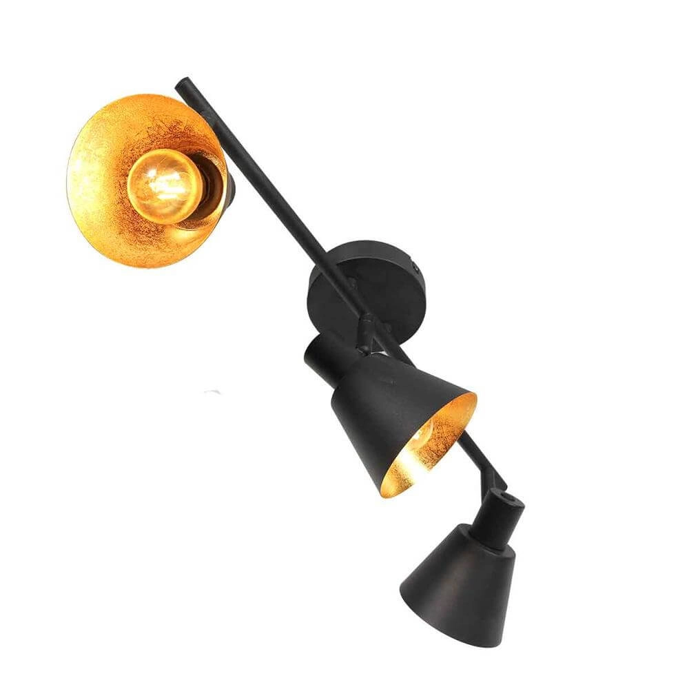 Plafondlamp Oeroe zwart met goud 3-lichts Steinhauer 8712746176346