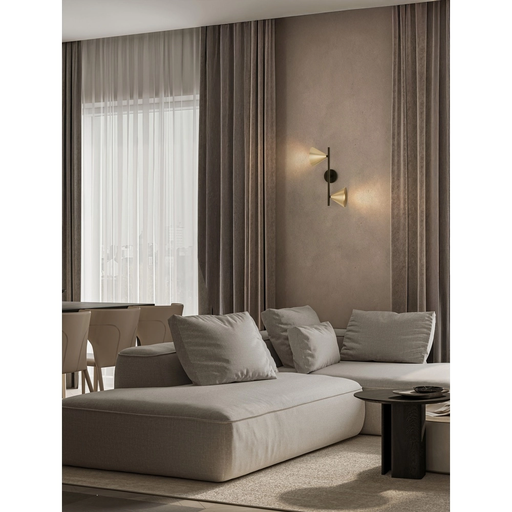 Wandlamp Conico dubbel zwart met goud Lyora 5212017475398