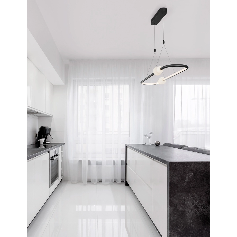 Hanglamp Celia zwart met wit ovaal Lyora 5212017429353