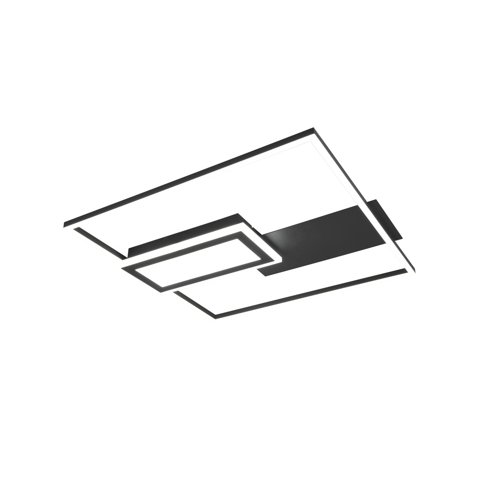 Vierkante plafondlamp Spiro zwart 50cm Trio 4017807612455