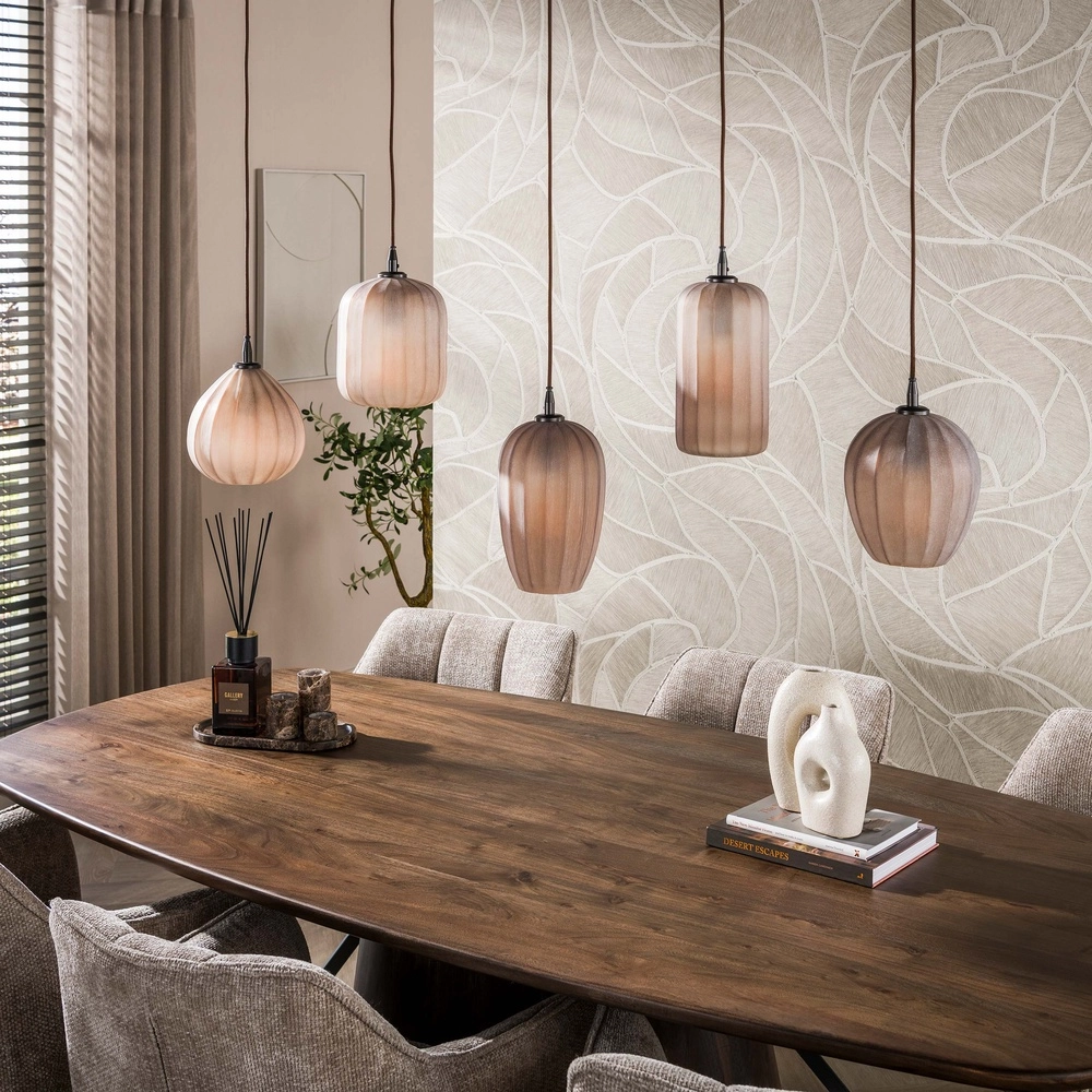 5-lichts hanglamp Altura sienna bruin met frosted glas Lyora 8716803514867