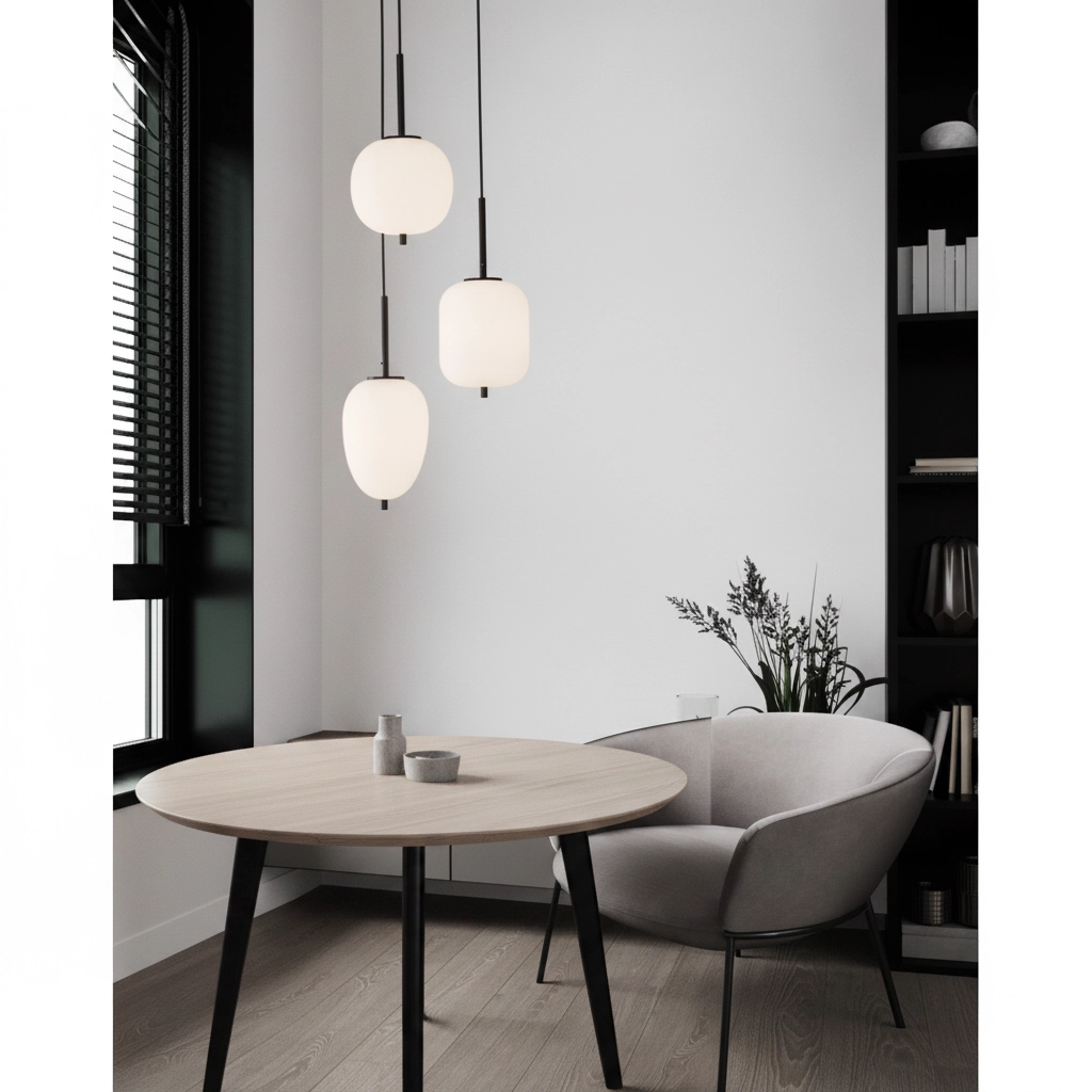 Hanglamp Lato 3-lichts zwart met wit