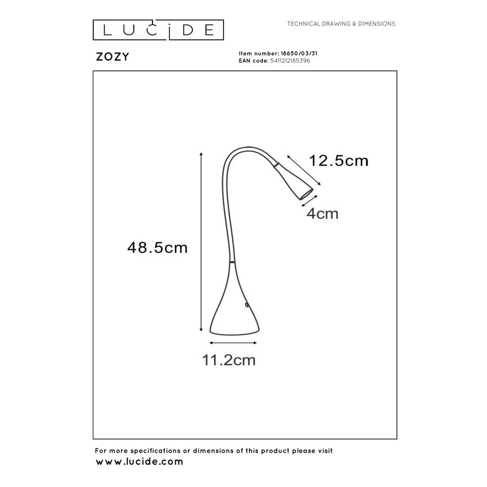 Bureaulamp Zozy wit Lucide 5411212185396