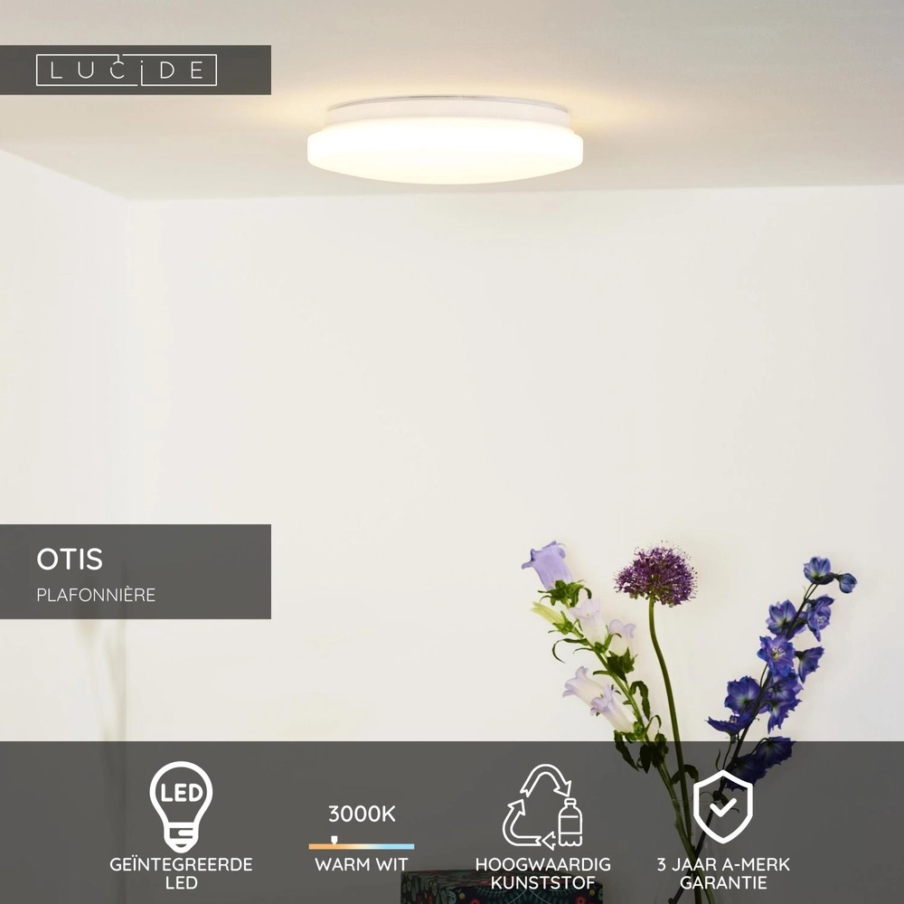 Plafonniere Otis Ø 26cm wit Lucide 5411212791375