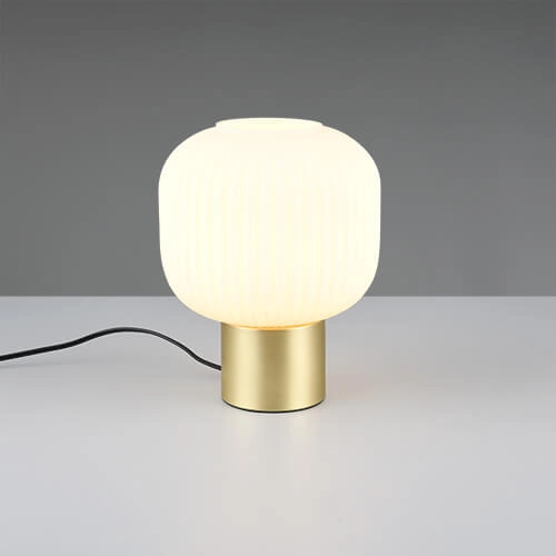 Trendy tafellamp Diva goud met wit glas Trendy tafellamp Diva goud met wit glas