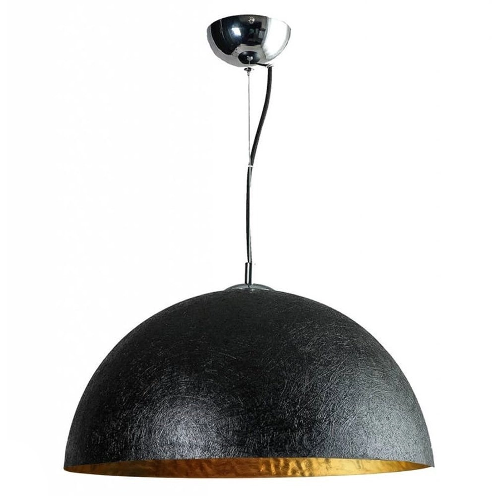 Stoere hanglamp Mezzo Tondo 50cm zwart met goud