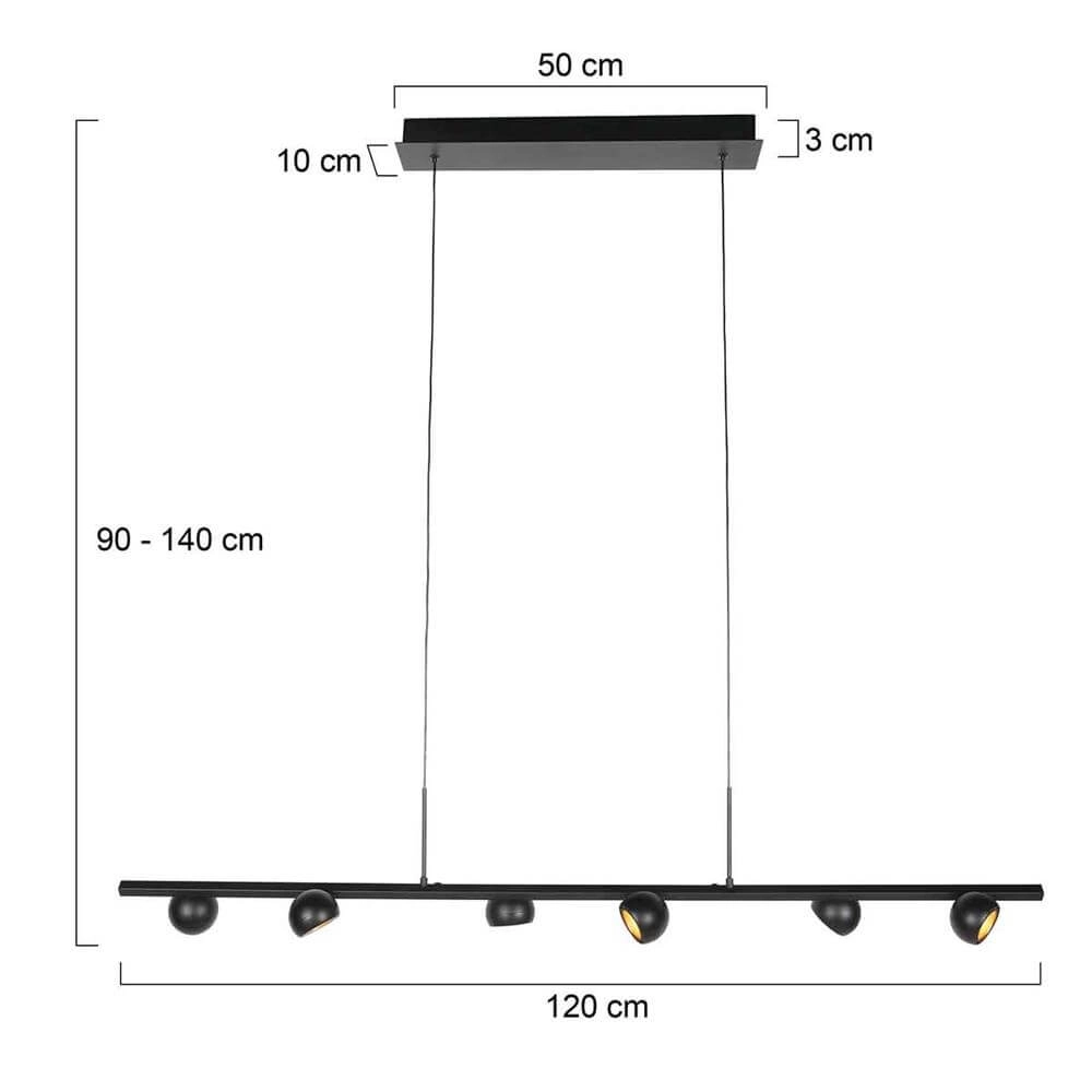 6-lichts hanglamp Marcadore recht zwart Steinhauer 8712746176643