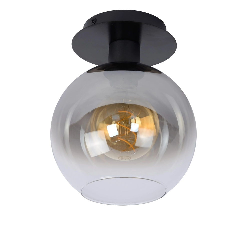 Plafondlamp Marius zwart met smoke glas