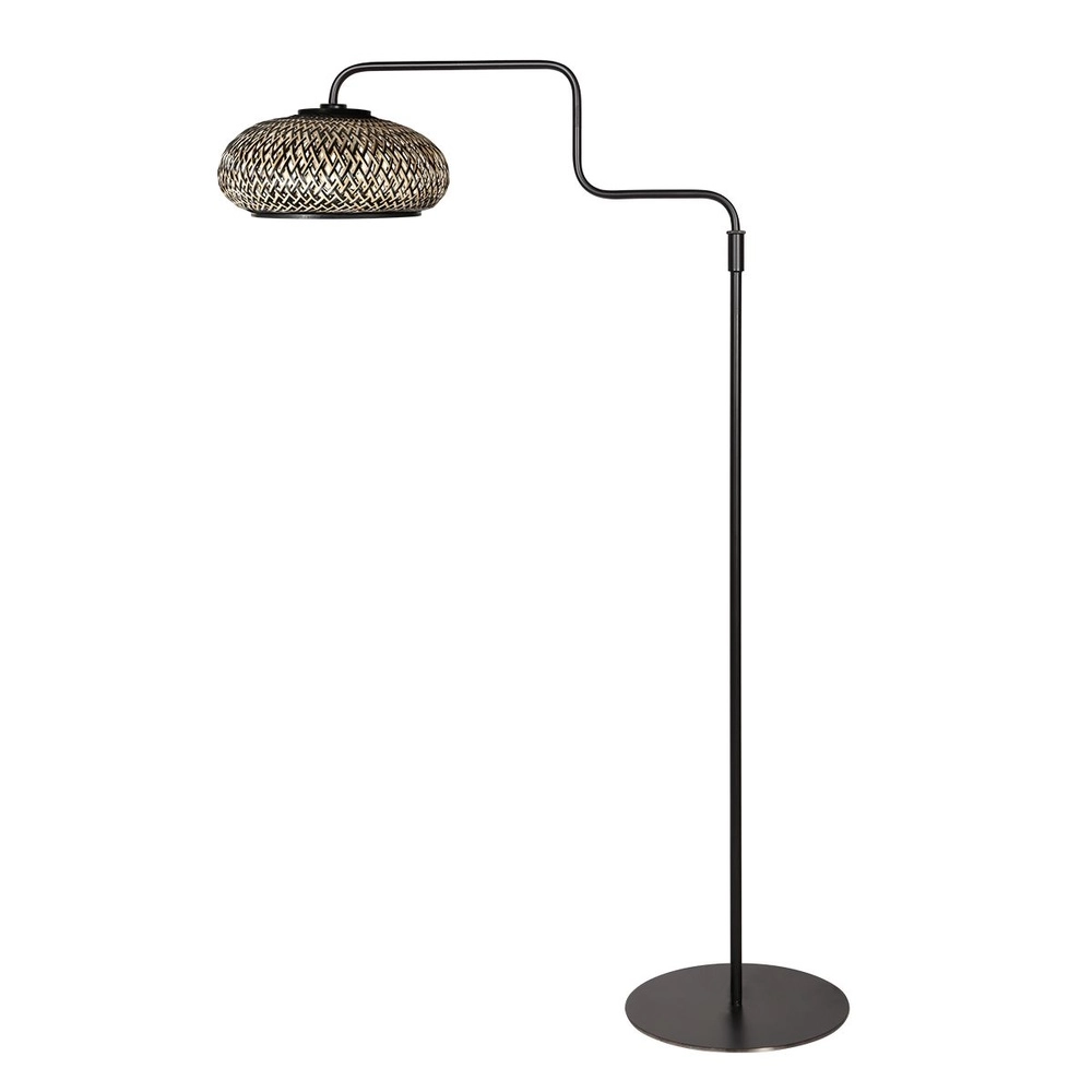Vloerlamp Bloeba zwart met rotan kap Steinhauer 8712746182996