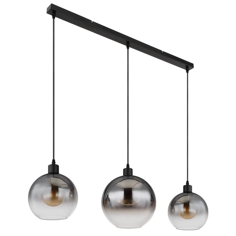 Zwarte hanglamp Newcastle bol smoke glas 3-lichts Globo 9007371452798