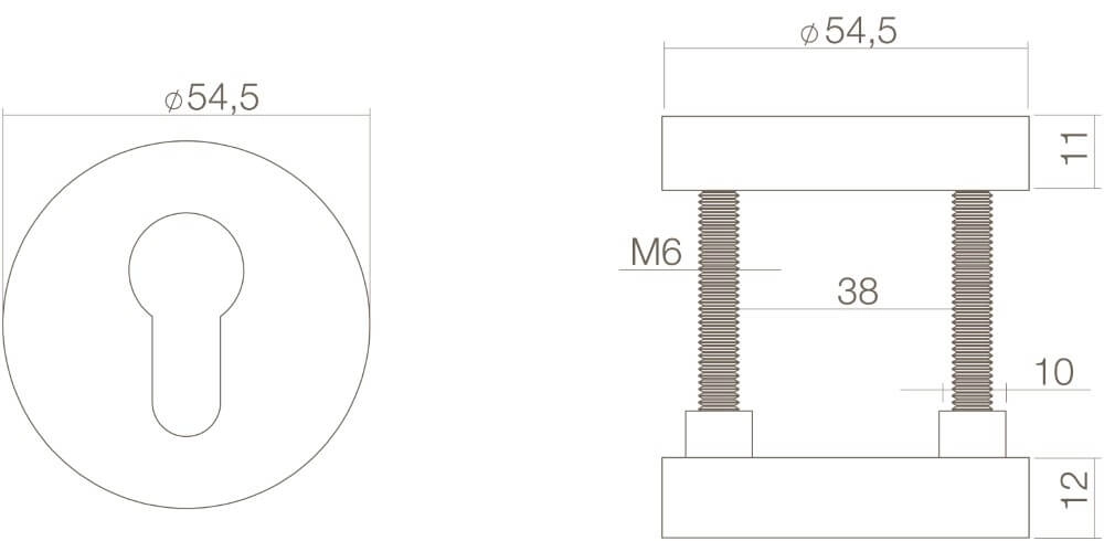 Veiligheidsrozet Salus rond messing ongelakt Intersteel 8714186079768