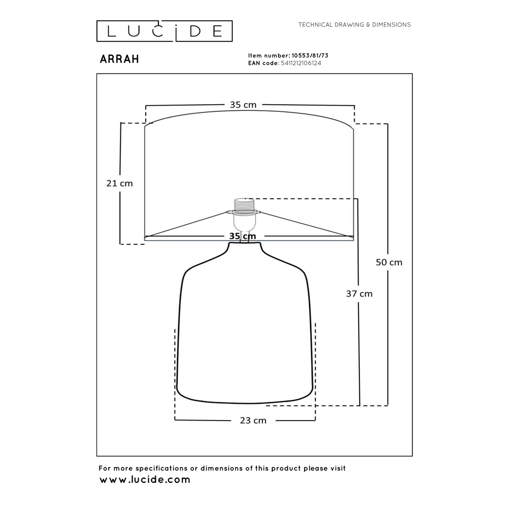 Schemerlamp Arrah Ø 35cm - zeegras met zwarte kap Premium by Lucide 5411212106124