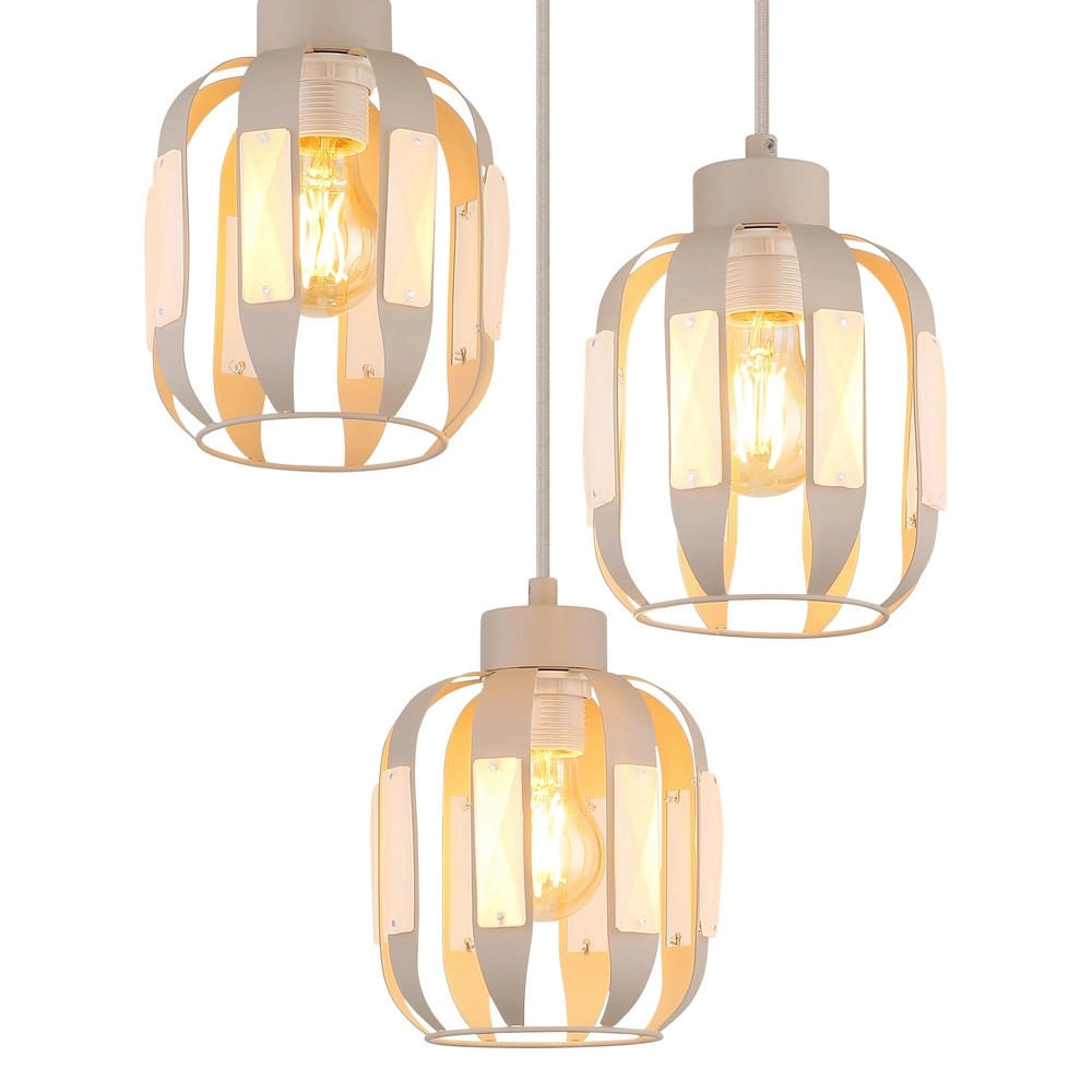 Eetkamer hanglamp Arlen 3-lichts zand bruin Globo 9007371583560