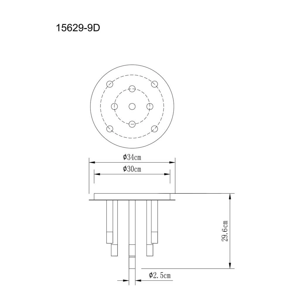 Design plafondlamp Ryan 9-lichts zwart Globo 9007371484058