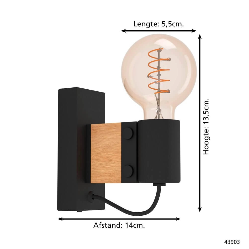 Houten wandlamp Bailrigg Eglo 9002759439033