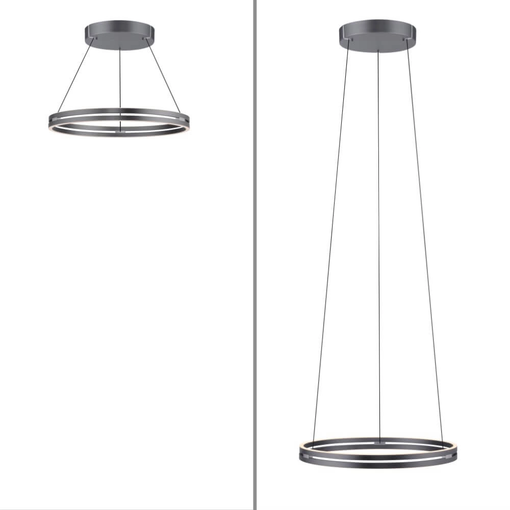 Strakke hanglamp Pure E-Loop grijs Ø 70cm Paul Neuhaus 4012248372289