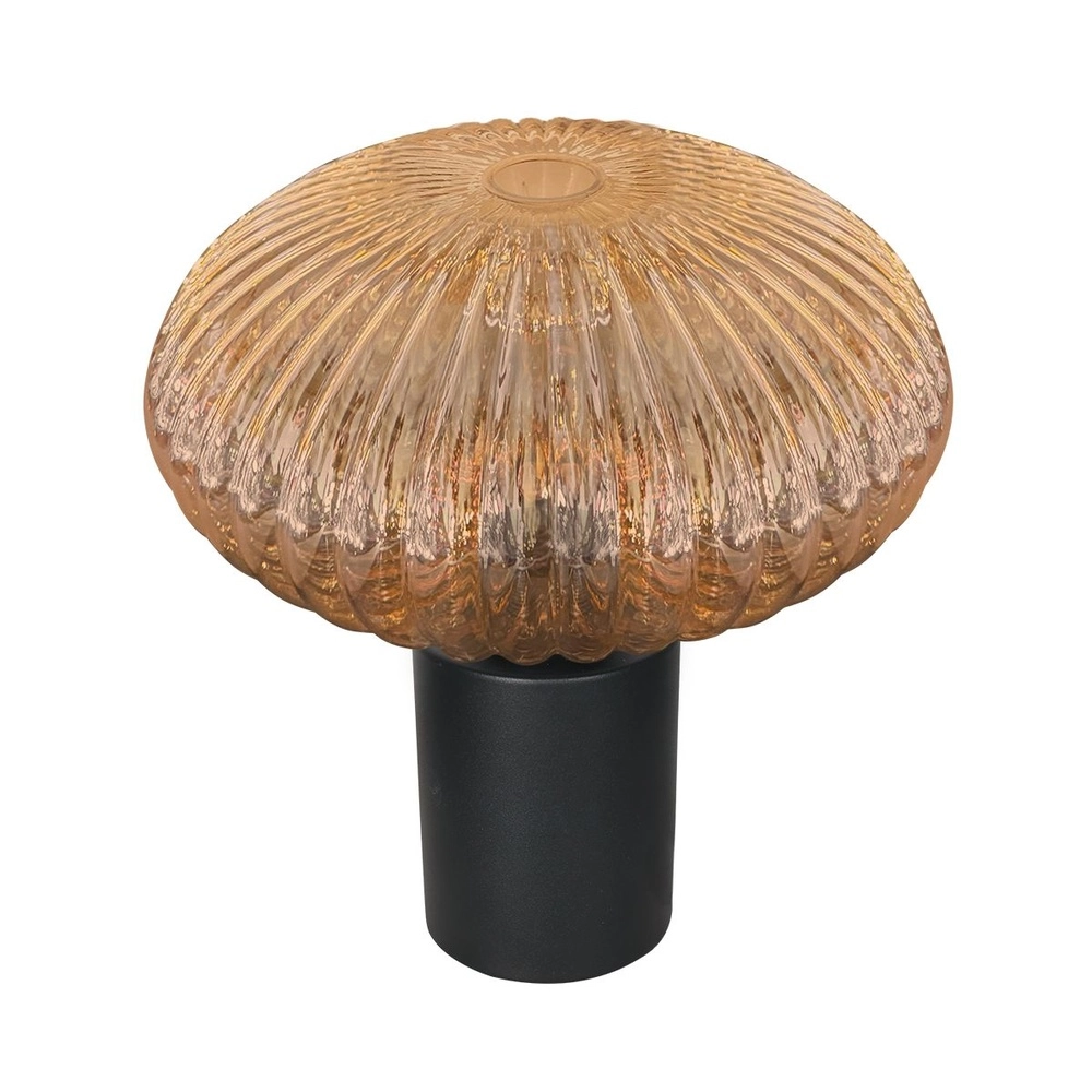 Tafellamp Bloeba zwart met amber glas Tafellamp Bloeba zwart met amber glas