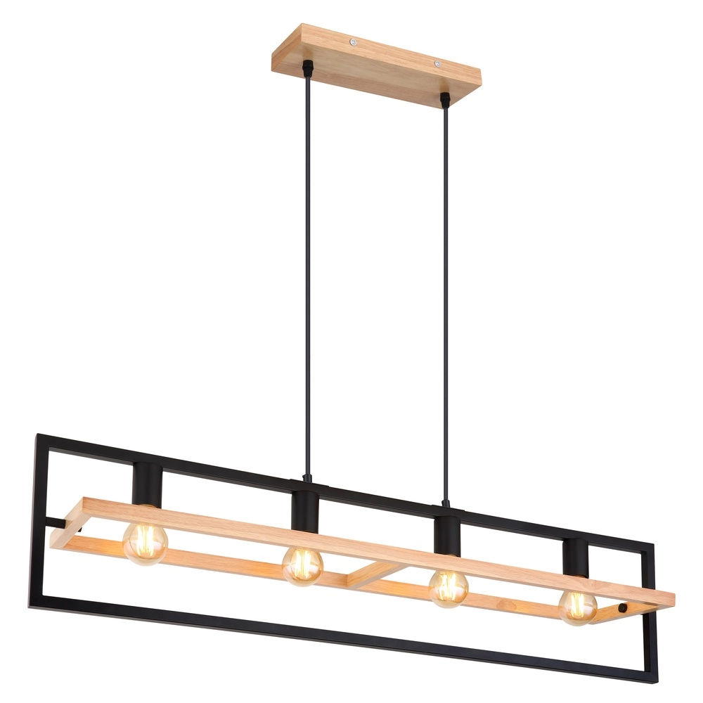 4-lichts hanglamp Erica zwart met hout