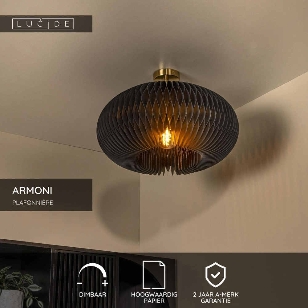 Plafonniere Armoni Ø 52cm zwart Lucide 5411212420978