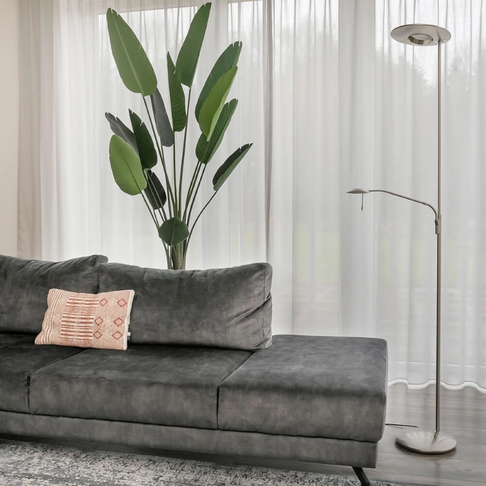 Vloerlamp met leeslampje Zodiac 2-lichts metaalgrijs Steinhauer 8712746122824