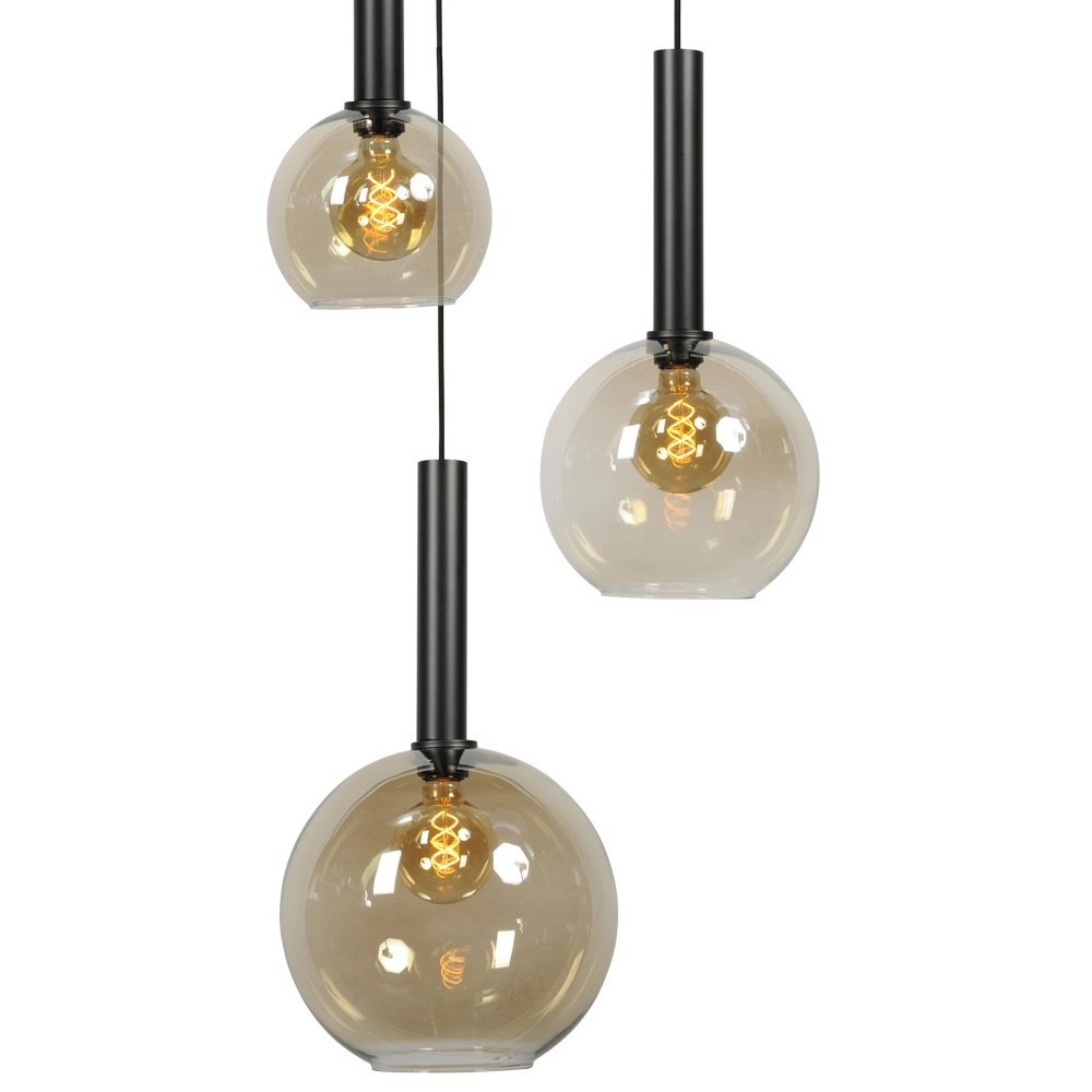 Zwarte hanglamp Bella 3-lichts met glasbollen Masterlight 8718121257884
