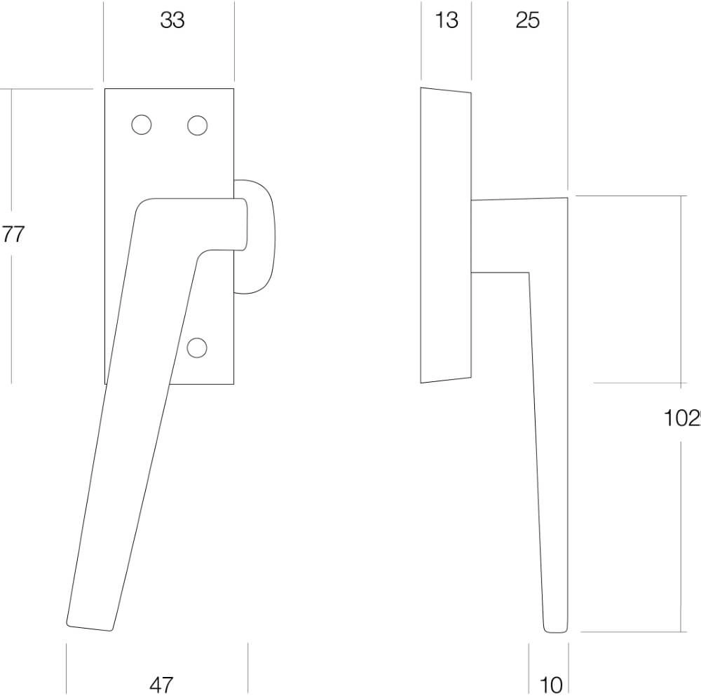 Raamsluiting Fixon met nok links nikkel mat Intersteel 8714186065297
