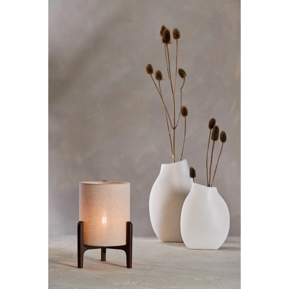 Schemerlamp Litto Ø 22cm - walnoot met naturel linnen Light & Living 8717807792671