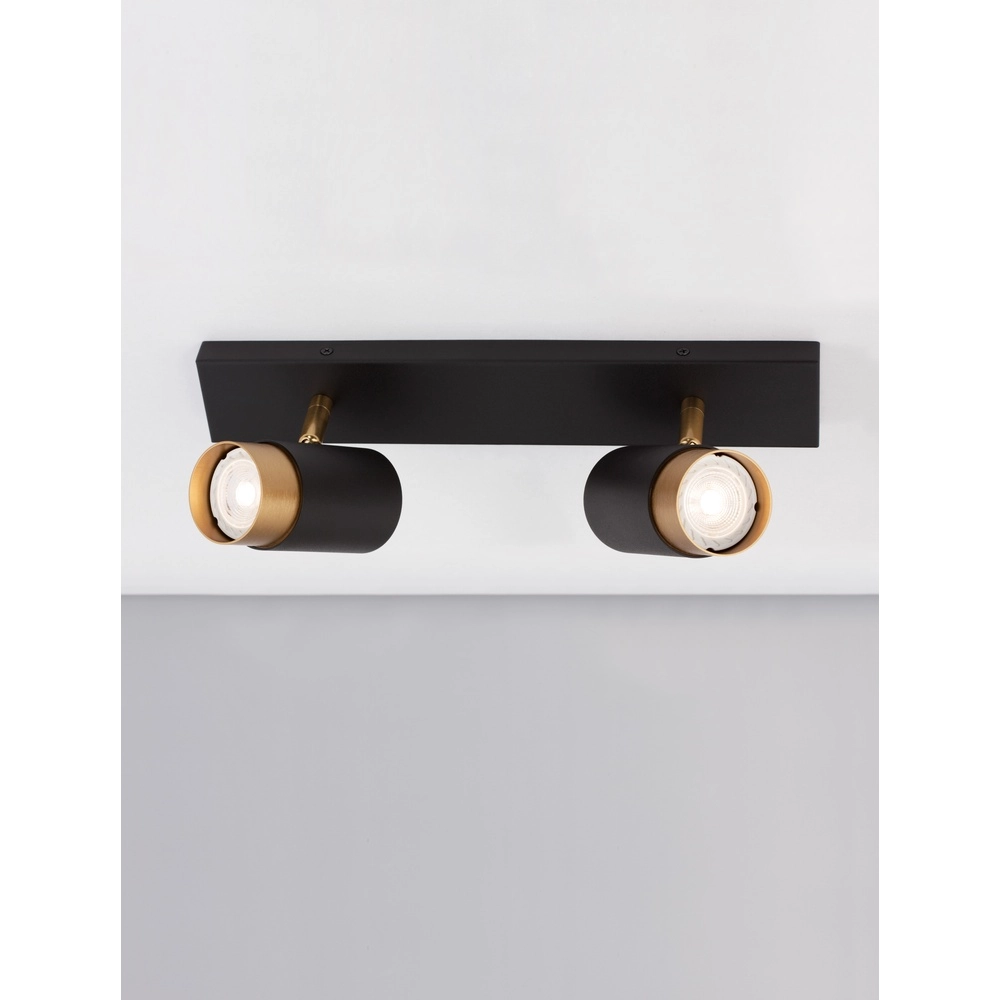 Plafondspot Pogno 2-lichts zwart met goud Lyora 5212017430847
