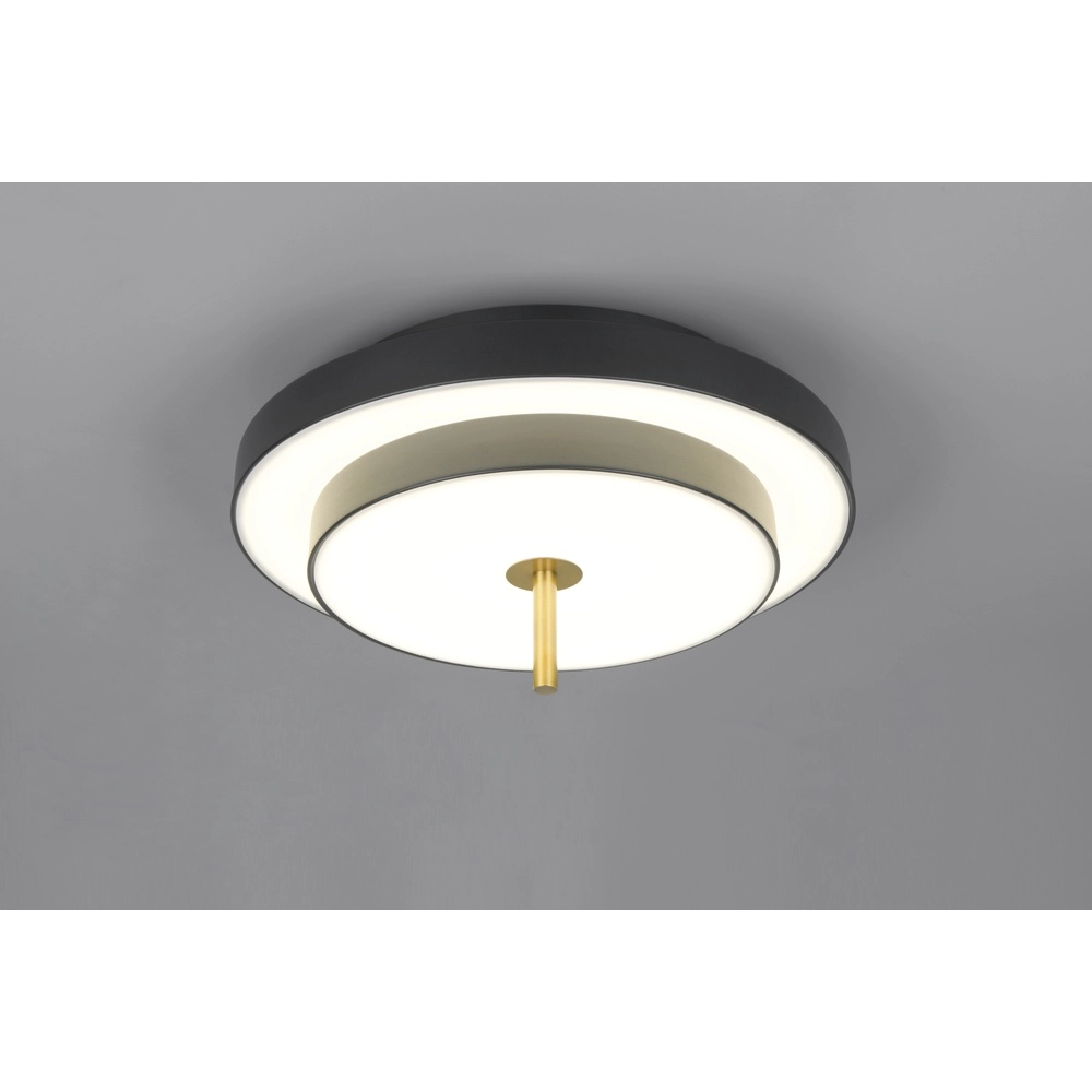 Moderne plafondlamp Keaton zwart met goud Ø 40cm Trio 4017807653687