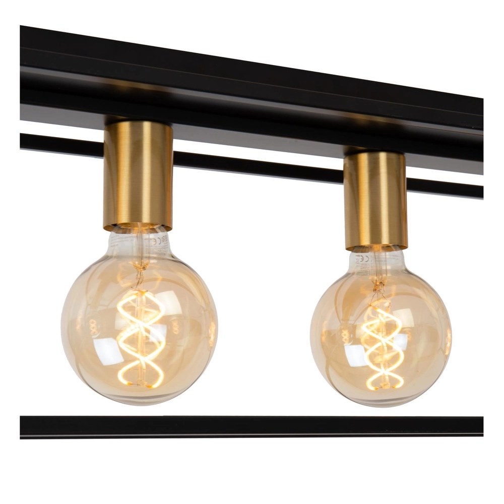 Plafondlamp Ruben zwart 80cm rechthoek Lucide 5411212010902